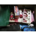 Vintage Toys - A Boxed circa 1960's Fire Truck, a wooden Noah's Ark, a boxed bowls/darts game, '