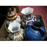 Oriental Lamp, three vases, bowls:- One Box