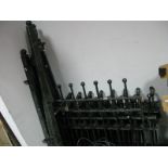 Six Iron Fencing Panels (each approximately 92cm in length), a matching gate section (80cm) and