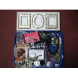 A Collection of Assorted Costume Necklaces, bracelet, ladies wristwatches etc, together with a boxed
