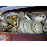 Stoneware Storage Jars, oval meat plate, Woods & Sons 'Poppyland' dinnerwares, brass wall lights and