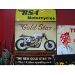 'BSA' Metal Advertising Wall Sign, 69.5 x 49.5cm.