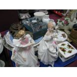 Royal Doulton Figurines 'Gillian' HN3742 and 'Dawn' HN3600, Royal Albert County Roses box and cover,