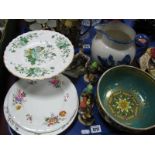 Minton Pottery Bowl, Crown Derby and Worcester Plates, Goebel figures, imari example, etc:- One