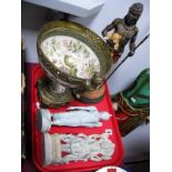 Country Artists 'Nobility' Figure, metal and pottery urn, two Oriental figures:- One Tray