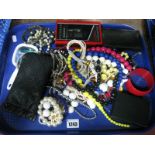 Silver Necklace, costume jewellery, Vialli ladies wristwatch, Sanyo dictaphone, etc:- One Tray