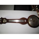 A XIX Century Rosewood Four Dial Barometer, with a swan neck pediment, hydrometer, thermometer,