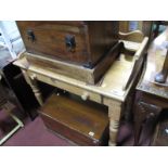 A Pine Washstand with Shaped Gallery Back, single drawer on turned legs, 87cm wide.