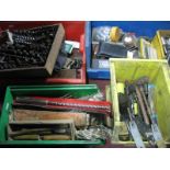 Tools - drill bits, files, drill heads, saw blades, etc:- Four Boxes