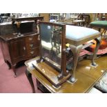 A XIX Century Mahogany Dressing Table Mirror, together with a stool with upholsted top, on