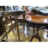 A XX Century Walnut Oval Shaped Occasional Table, on cabriole legs, mahogany wine table.