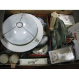 A Dolphin Clock, books, Japanese tea service etc:- One Box, blush ivory wares