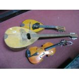 A Chinese Violin, Lignatone Mandolin?, and bowl backed mandolin (damages).