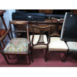 An Early XIX Century Mahogany Carver, with a rectangular top rail with inlay, drop in seat, on
