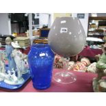 Large Brandy Glass Shaped Vase, together with a mottled vase, (2).