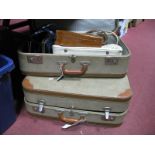 Two Comet Suitcases, British United Airways shoulder bag, three handbags.