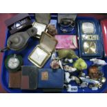 A Wade "Mrs Rabbit" Pepper Pot, playing cards, Timex watch, pocket watch etc:- One Tray