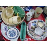 Clarice Cliff Newport Pottery Bowl, with fruit basket weave design, similar Wilkinson mugs, Sylvac