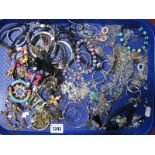 Assorted Costume Jewellery, including bead bracelets, chains, earrings etc:- One Tray