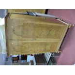 Maple & Co, Walnut Two Door Wardrobe, with a stepped pediment, interior with drawers, on small