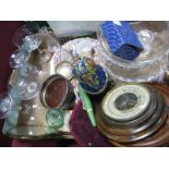 An Oak Cased Circular Barometer, solitaire set, Babushka, onyx ashtrays, glass bowls, sundae dishes,