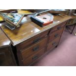 A Late XIX Century Walnut Sideboard, with curved upper drawers over four straight fronted drawers,