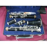 Blessing, Elkhart U.S.A Ebonised Clarinet, five sectional, with accessories in case and Jupiter