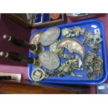 Two HI-Gene Beer Pumps, brass door knockers, etc:- One Tray