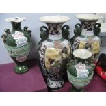 Two Pairs of Japanese Pottery Vases, (damaged).
