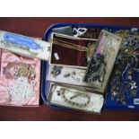 Assorted Costume Jewellery, including beads, chains, earrings, bracelets etc:- One Tray