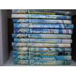 Volumes One to Twelve of Air International, a hardcover publication for aviation enthusiasts.