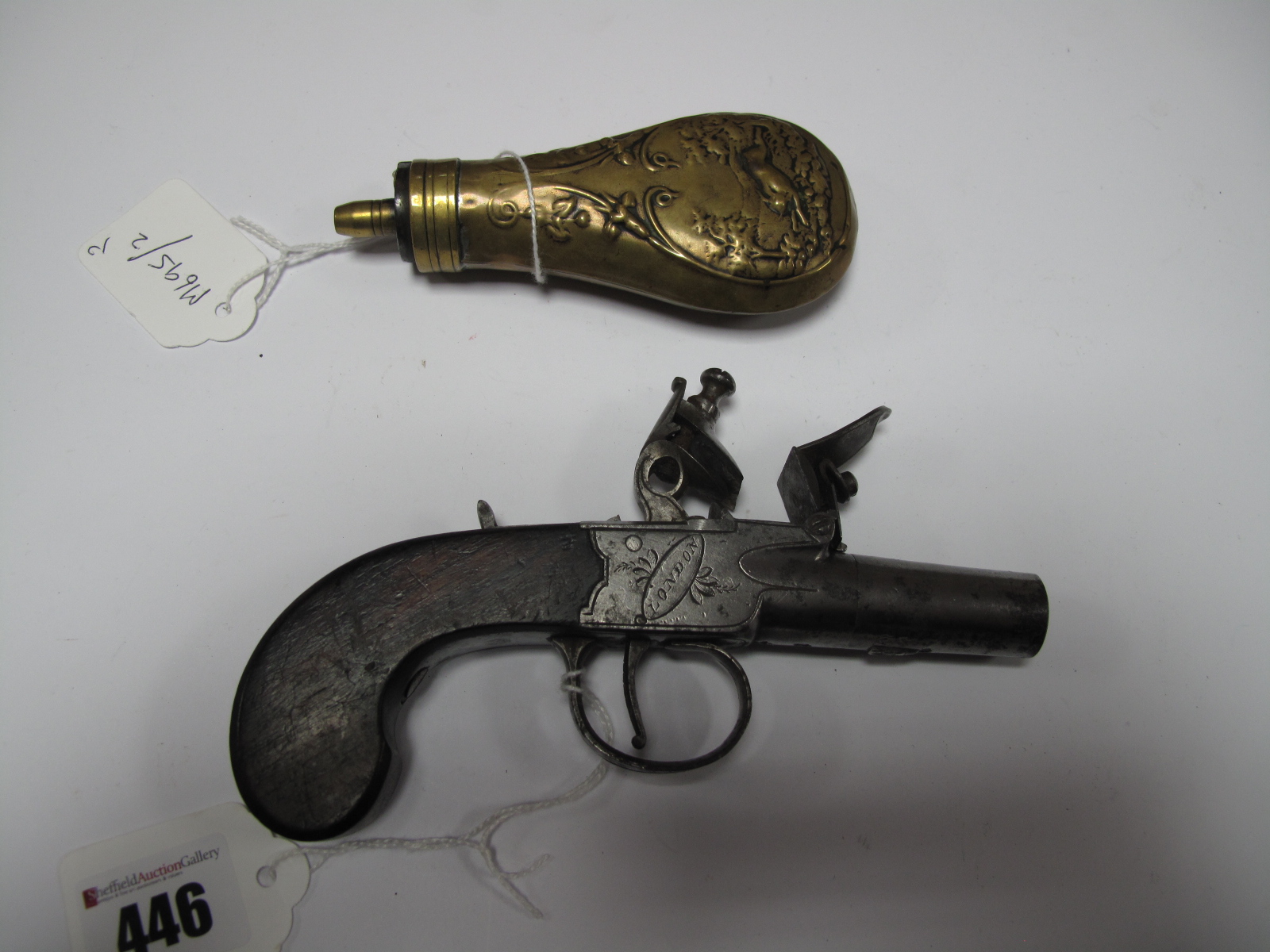 A Late XVIII British Muff/Overcoat Flintlock Pistol by Clark of London, screw off barrel, working - Image 2 of 8