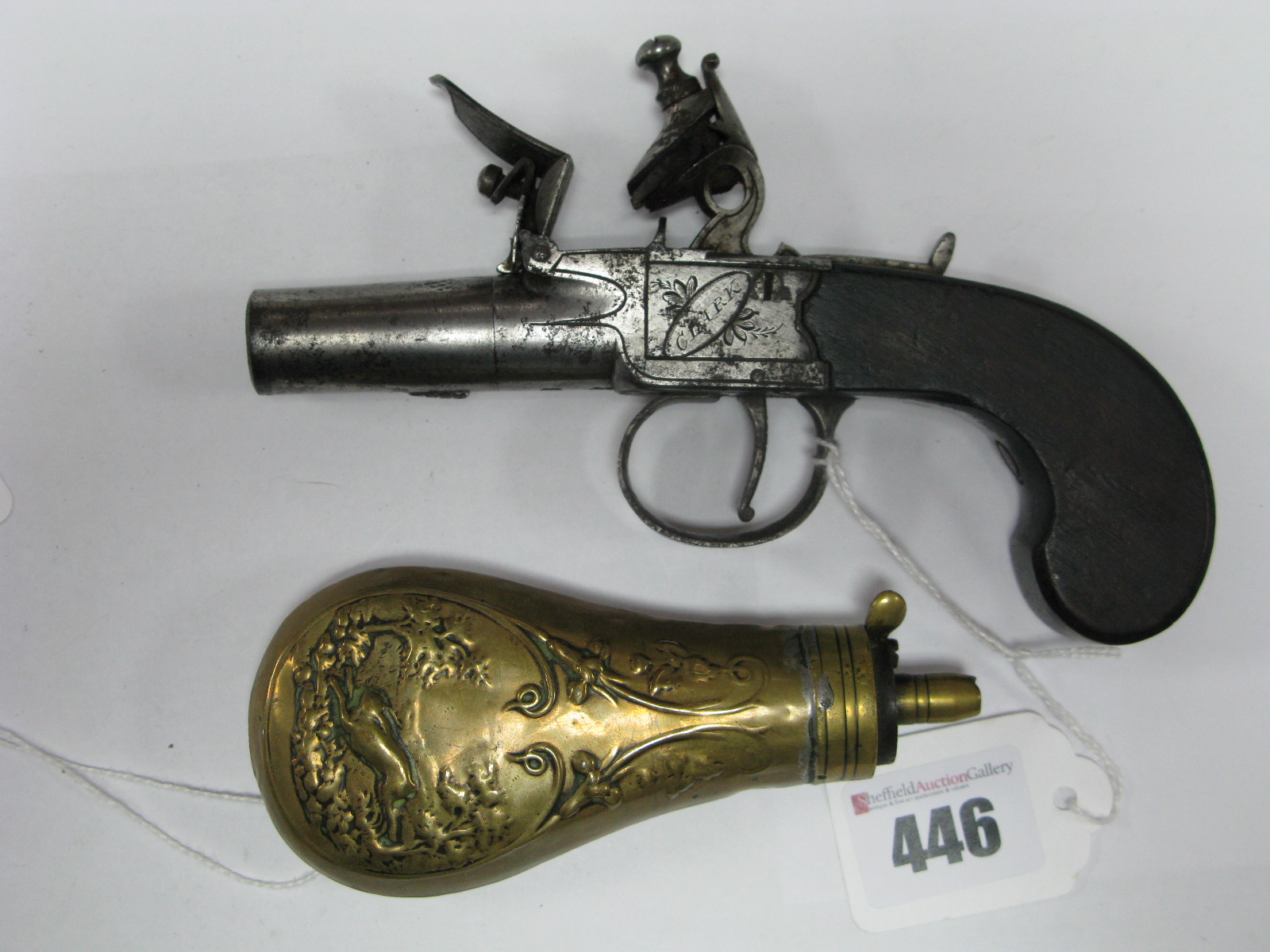 A Late XVIII British Muff/Overcoat Flintlock Pistol by Clark of London, screw off barrel, working