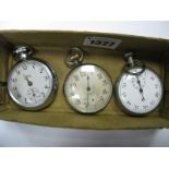 An Openface Pocketwatch, the engine turned dial with Arabic numerals, within engine turned case;