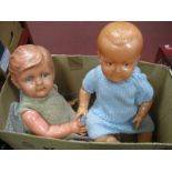 Two Large Pre-War Celluloid Dolls, one 'Baby Blue Eyes' by Marugane and one Big Baby John. 55cm