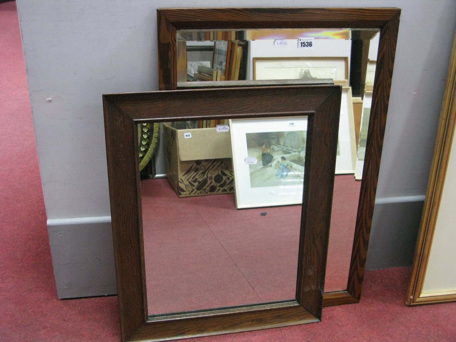 Pitch Pine and Oak Framed Wall Mirrors.