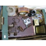 Paxina 35 German Camera, matched canteen of cutlery, barometer, etc:- One Box