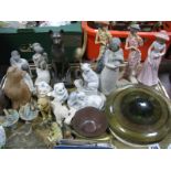 Glass Eye Paperweight, Leonardo, Willow Tree and other figures, etc:- One Tray