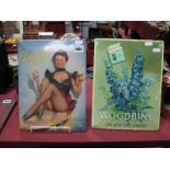 Mid XX Century Laminated Freestanding Advertising Signs for Woodbine Cigarettes and Nanci Crompton