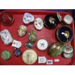 Limoges, Bronnley, Halcyon Days Trinket Boxes, eggs etc:- One Tray