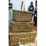A Wicker Basket, and two hampers.