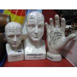 Two Phrenology Heads after L.N. Fowler, palmistry hand. (3)