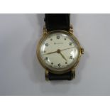 Helvetia; A 9ct Gold Cased Gent's Wristwatch, the signed dial with Arabic numerals, dot markers