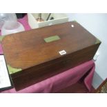 A XIX Century Mahogany Writing Slope With Fitted Interior, secret drawer, brass corner mounts,