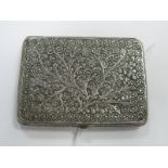 A Highly Decorative Cigarette Case, of slim rectangular form, all over detailed in relief with