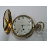 Brest; A Gold Plated Cased Hunter Pocketwatch, the signed dial with black Arabic numerals and