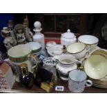 Wedgwood Tea Ware, XIX Century blue and white tea bowls, saucer, Adams tankard.