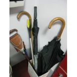 Swain Brigg 'Shotover' Shooting Stick, Aulos Recorder, umbrellas.