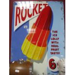 A 'Rocket' Lolly Metal Advertising Wall Sign, 70 x 50cm