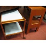 A Teak Folding Dinner Trolley, together with a two tier dinner trolley (2)